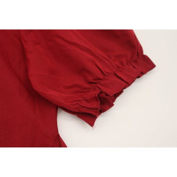 Vintage-Style Lolita Dress With Bow Collar & Ruffled Trim Red & Cream Cotton - Picture 8 of 9